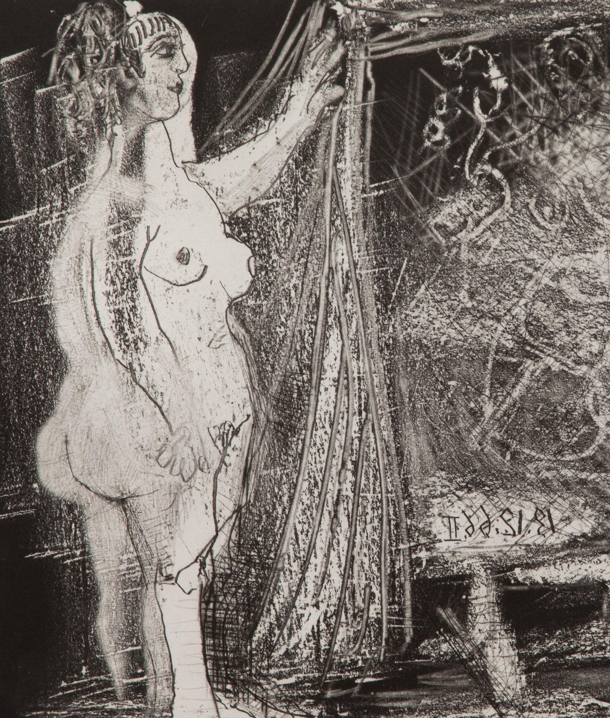 Dans l'atelier: modèle et deux amateurs , 1966