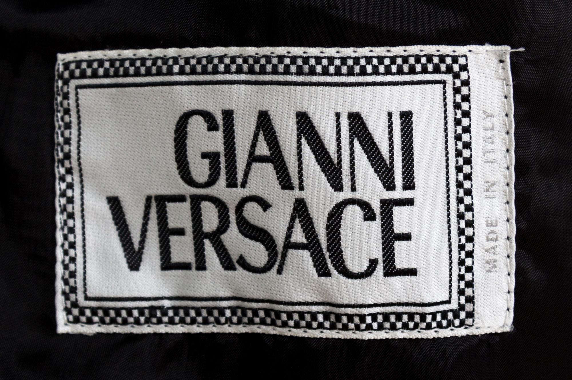 A Gianni Versace Black Leather Men's Jacket, No size.
