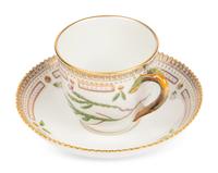 A Set of Twenty-Nine Royal Copenhagen Flora Danica Porcelain Cups and Saucers