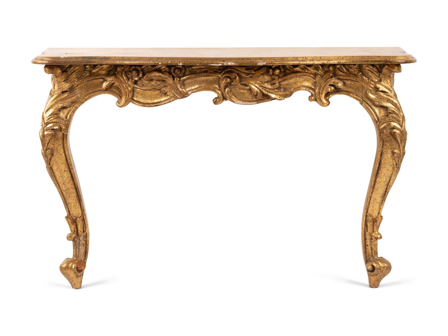 A Rococo Revival Giltwood Pier Mirror and Console Table