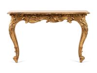 A Rococo Revival Giltwood Pier Mirror and Console Table