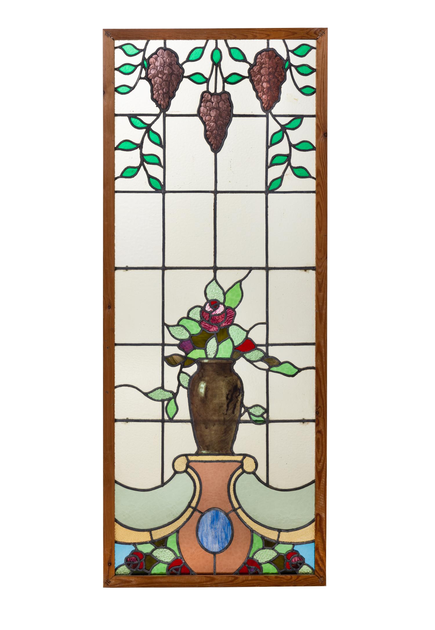 A Set of Four Continental Leaded Glass Windows