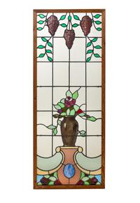 A Set of Four Continental Leaded Glass Windows