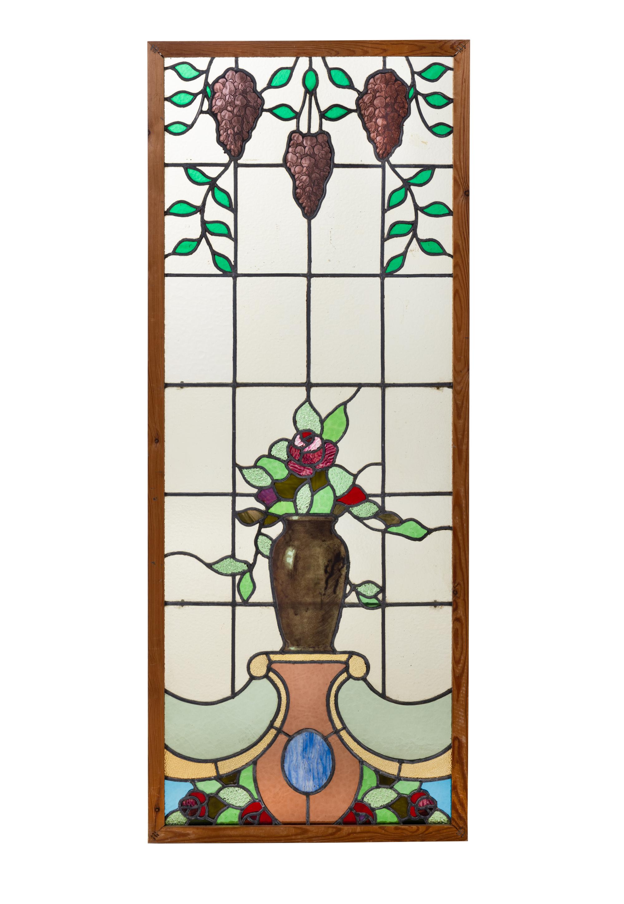 A Set of Four Continental Leaded Glass Windows