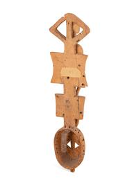 A Mossi Carved Wood Mask with Figures