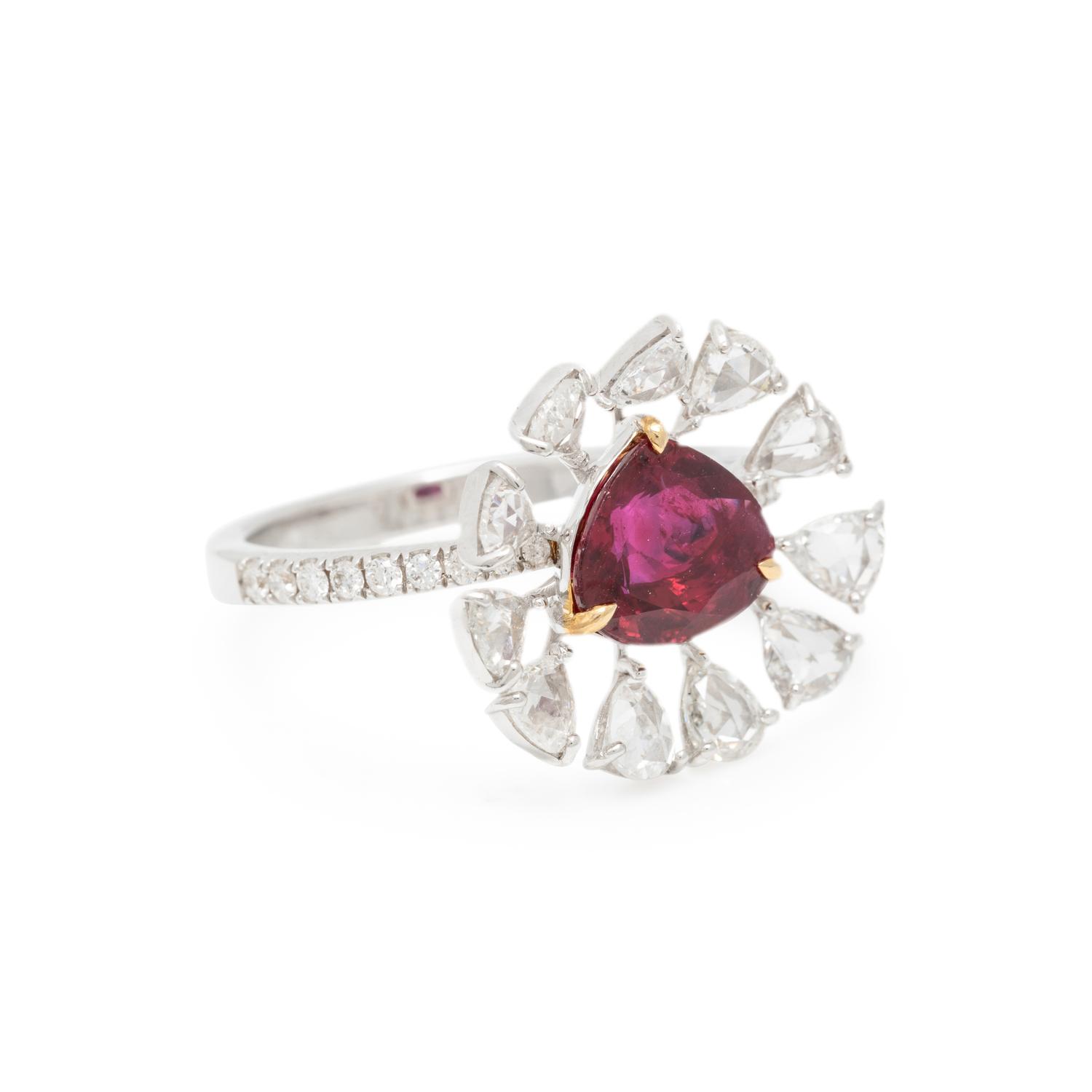 BURMESE RUBY AND DIAMOND RING