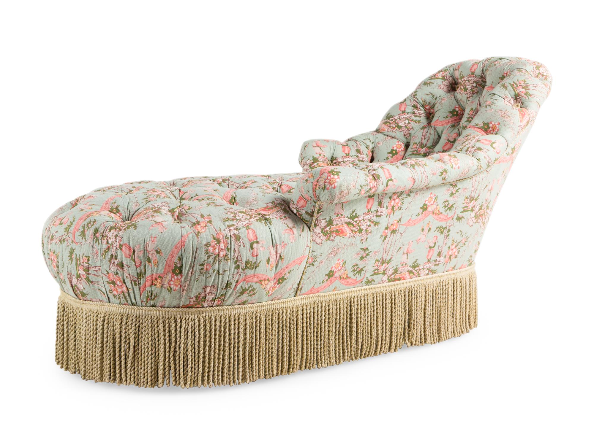A Napoleon III Button-Tufted Chaise Longue