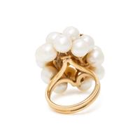YELLOW GOLD AND CULTURED PEARL CLUSTER RING
