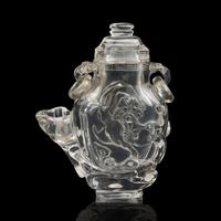 A Chinese Rock Crystal Small Vase and Cover 活環水晶蓋瓶