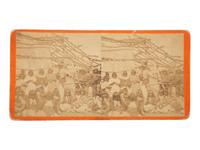 [NATIVE AMERICANS]. FLANDERS, D.P., photographer. Stereoview of Apaches at Camp Verde Spring. [Ca 1874].