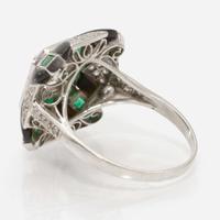 A Platinum, Diamond, and Gemstone Ring