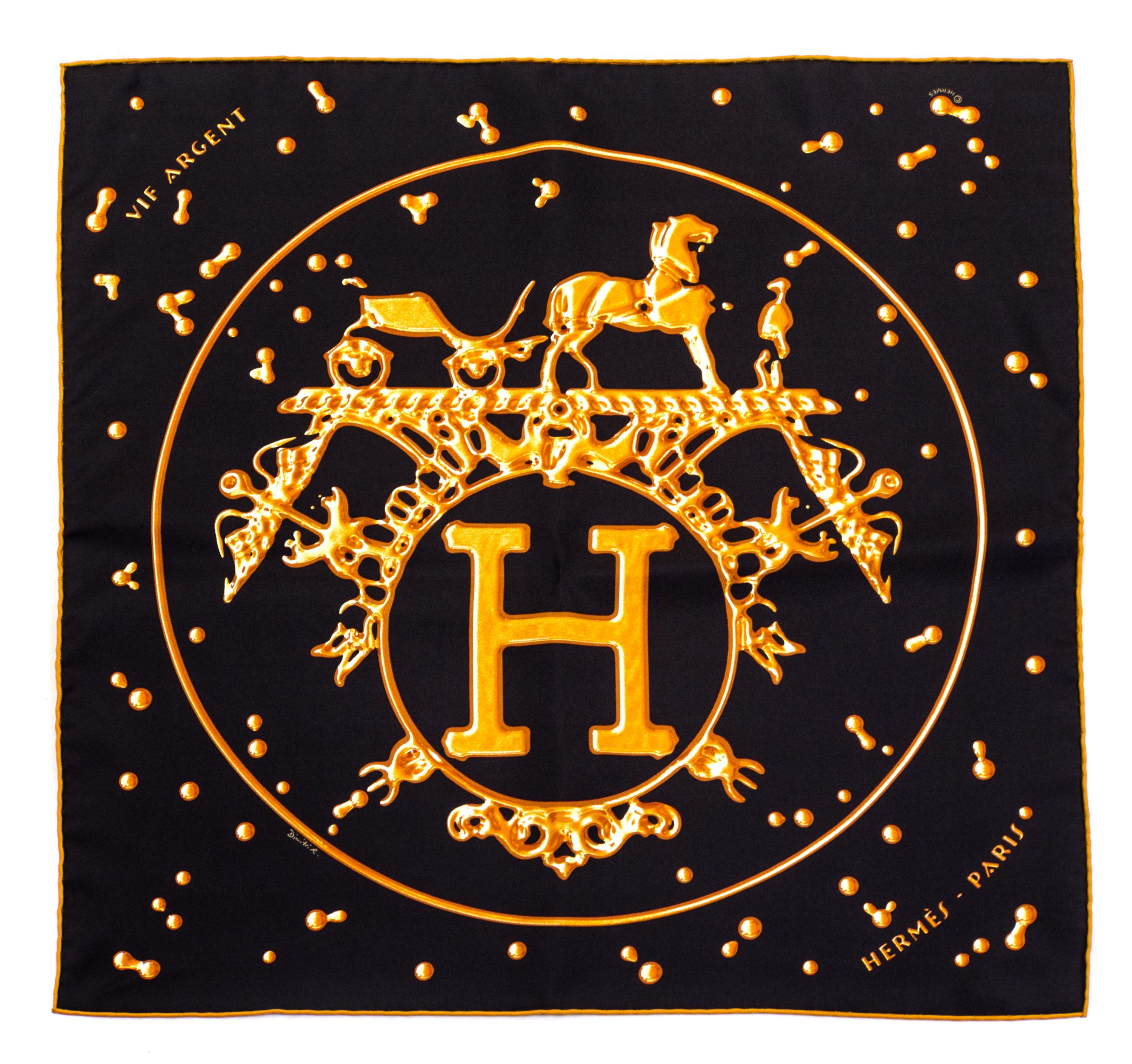 A Group of Hermes Silk Pocket Squares, 16" x 16".