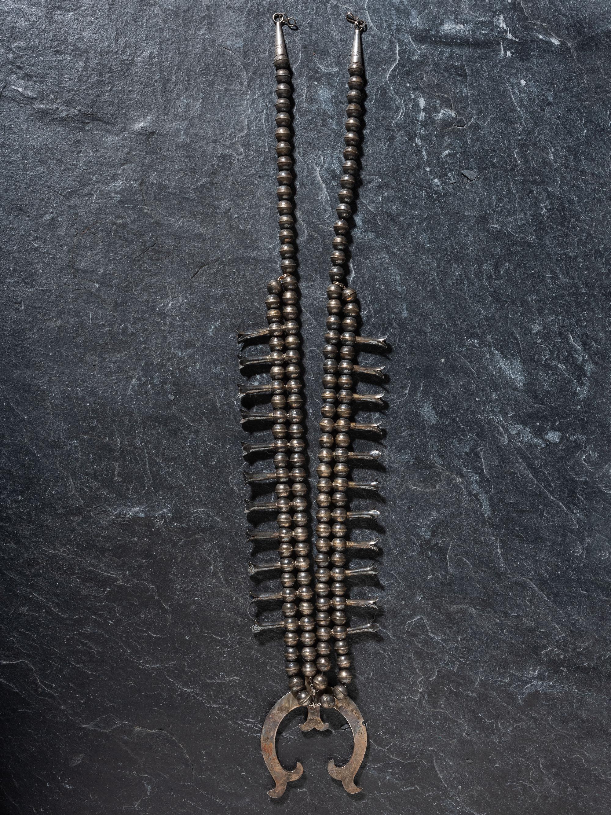 Navajo Silver Squash Blossom Necklace