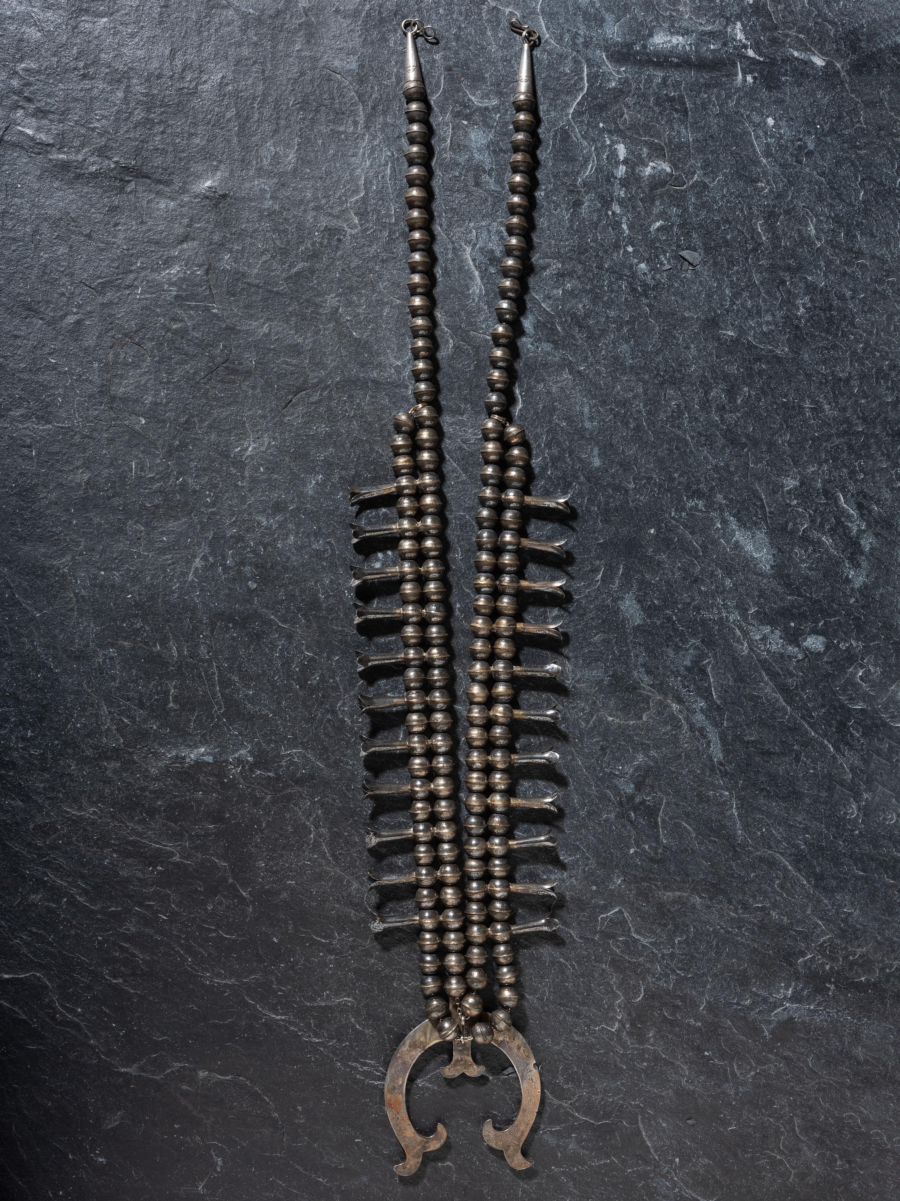 Navajo Silver Squash Blossom Necklace