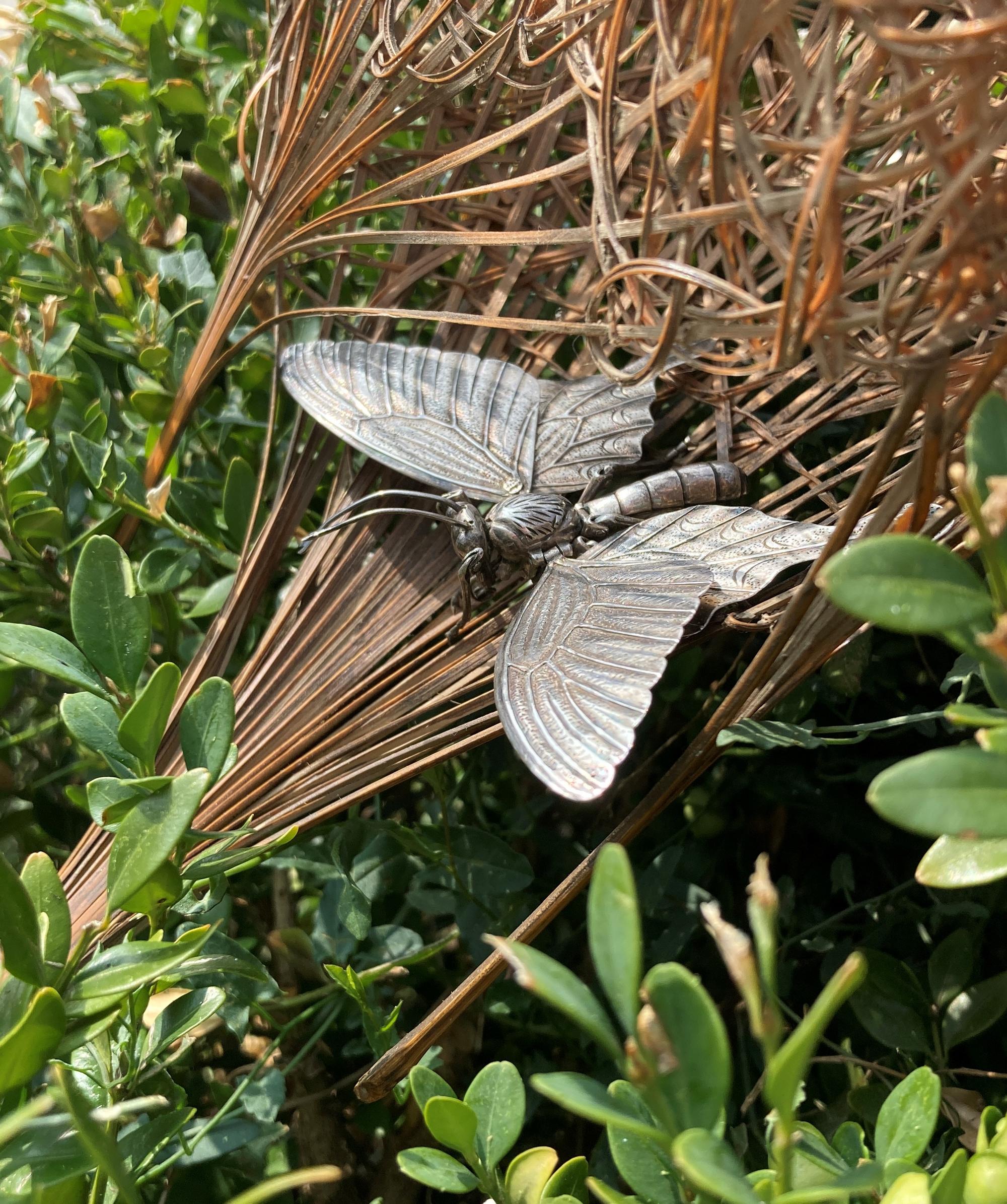 Two Silver Articulated Models of Insects