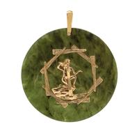 A 14 Karat Yellow Gold and Nephrite Jade Pendant, 24.70 dwts.