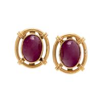 YELLOW GOLD AND RUBY EARCLIPS