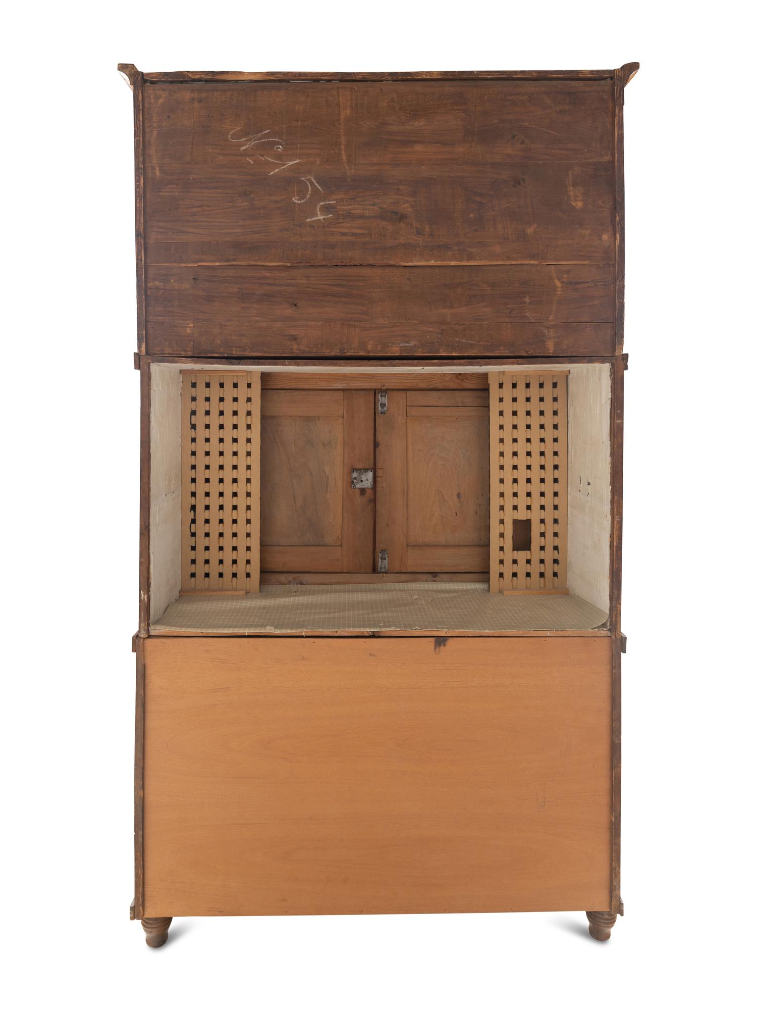 A German or Austrian Walnut Three-Case Campaign Cabinet