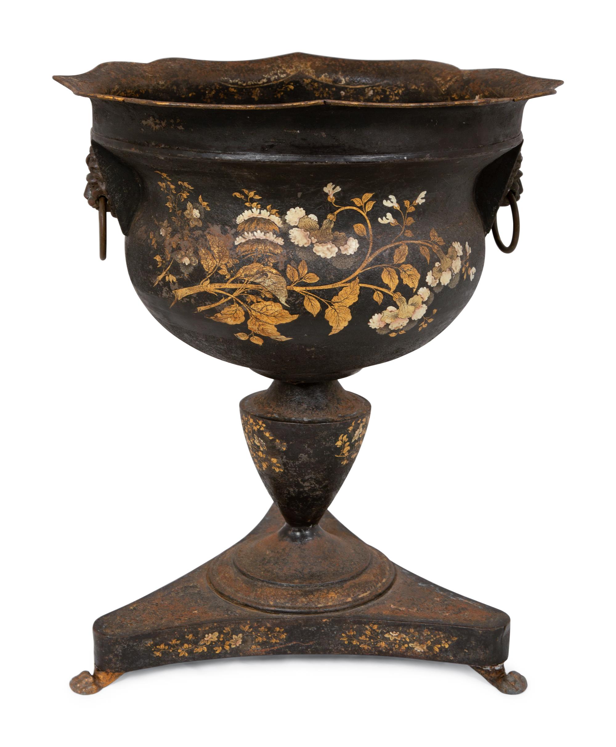 A French Tôle Peinte Jardinière on Stand