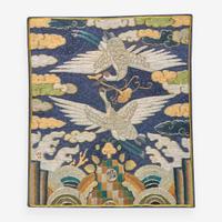 A Korean embroidered silk rank badge 朝鮮刺繡補子 Joseon dynasty (1392-1897) ????