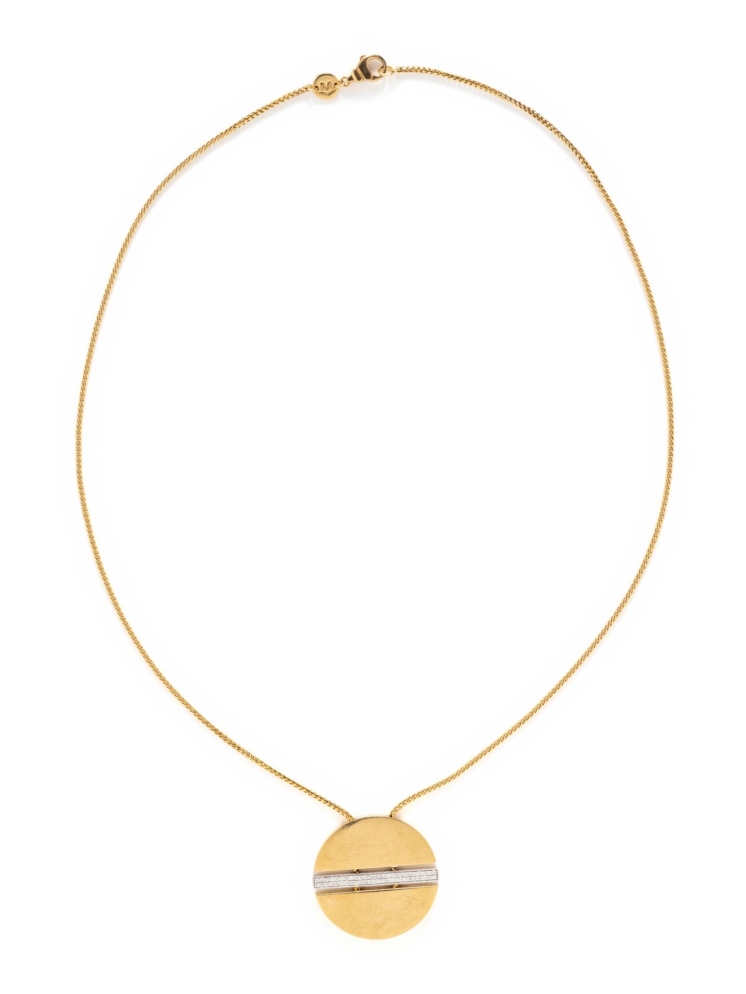 MOVADO, BICOLOR GOLD AND DIAMOND PENDANT NECKLACE