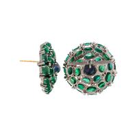 SAPPHIRE, EMERALD AND DIAMOND EARRINGS