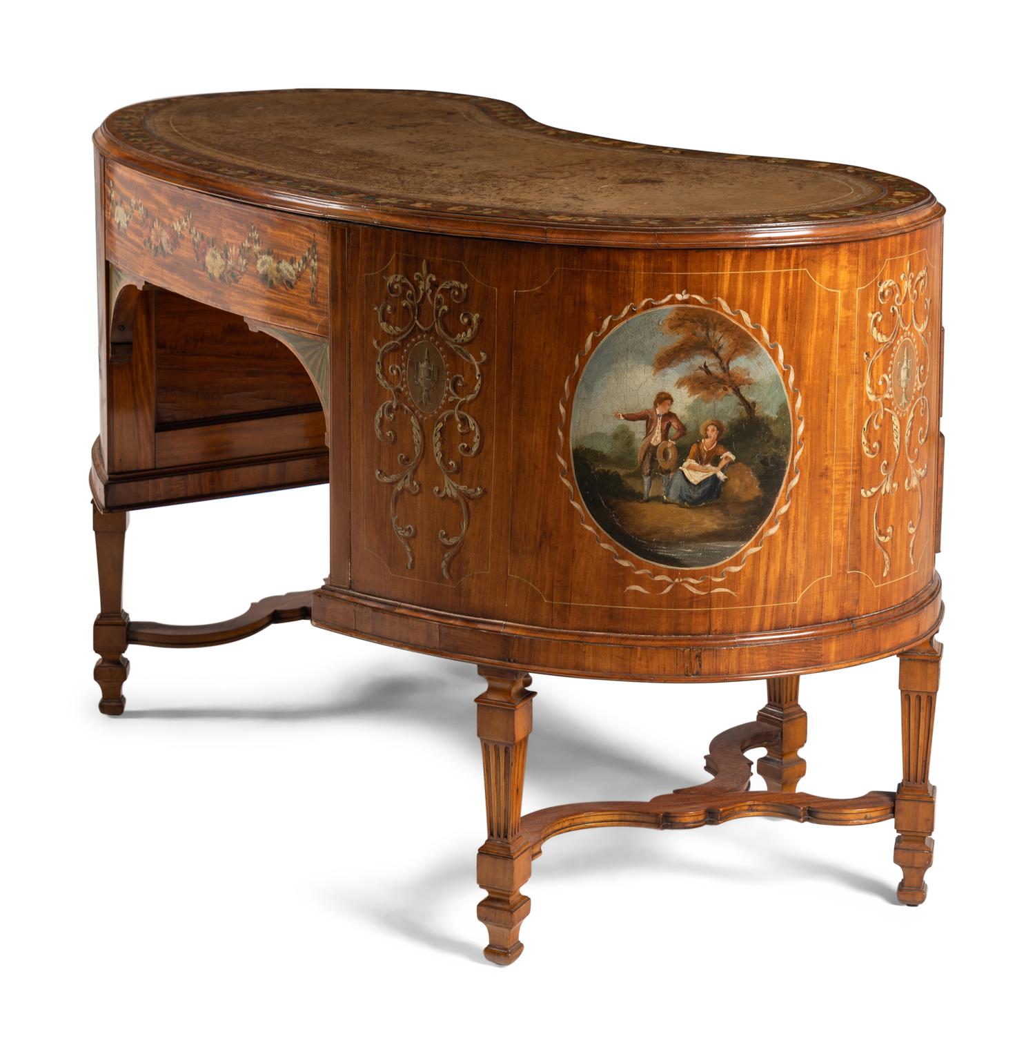 An Edwardian Painted Satinwood Desk