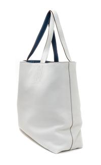 An Hermes Blanc/Bleu 45cm Taurillon Clemence Double Sens Tote, 17.5" x 15.5" x 5".
