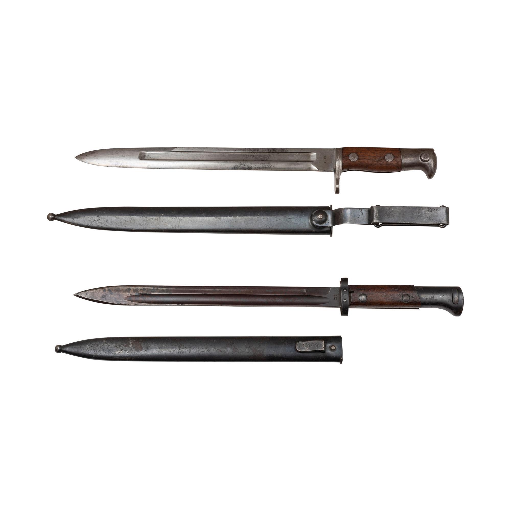 Lot of 4 Bayonets Including: M4 Bayonet, Garand Bayonet, Krag Bayonet, VZ-24 Bayonet