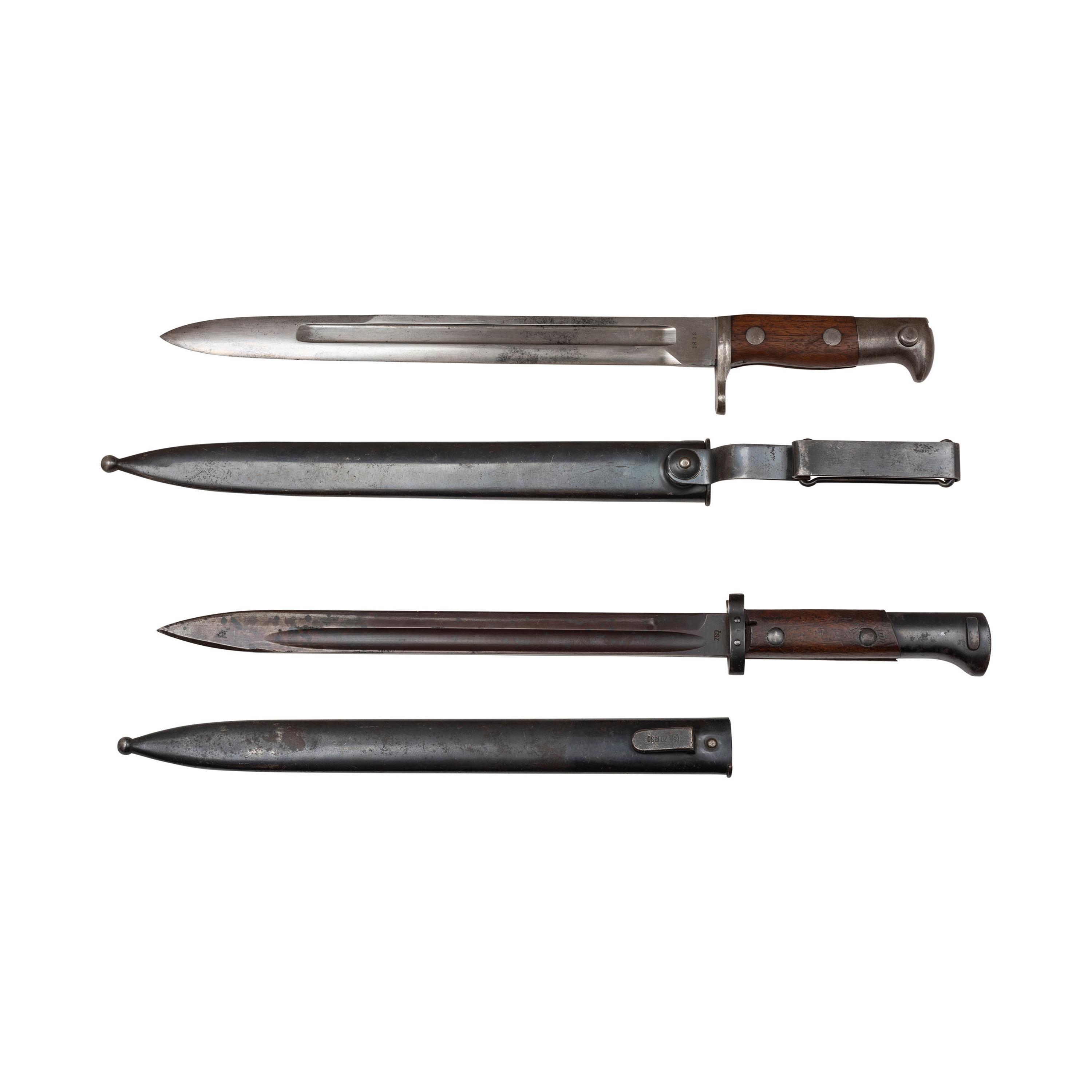 Lot of 4 Bayonets Including: M4 Bayonet, Garand Bayonet, Krag Bayonet, VZ-24 Bayonet