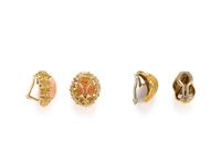 TWO PAIRS OF YELLOW GOLD EARRINGS