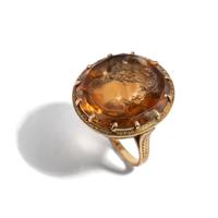 CITRINE CAMEO AND DIAMOND RING