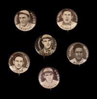 A Group of Six 1910-12 Sweet Caporal Baseball Pins,