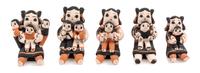 Five Pueblo Pottery Storyteller Figures Height of tallest 1 1/2 inches. — Dorothy Herrera, Cochiti, NM