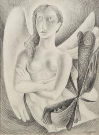 Rene Portocarrero, (Cuban, 1912-1986), Untitled (Girl Angel), 1942