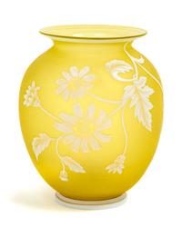 Thomas Webb & Sons, LATE 19TH CENTURY, a cameo glass vase, of ovoid form with foliate and butterfly decoration