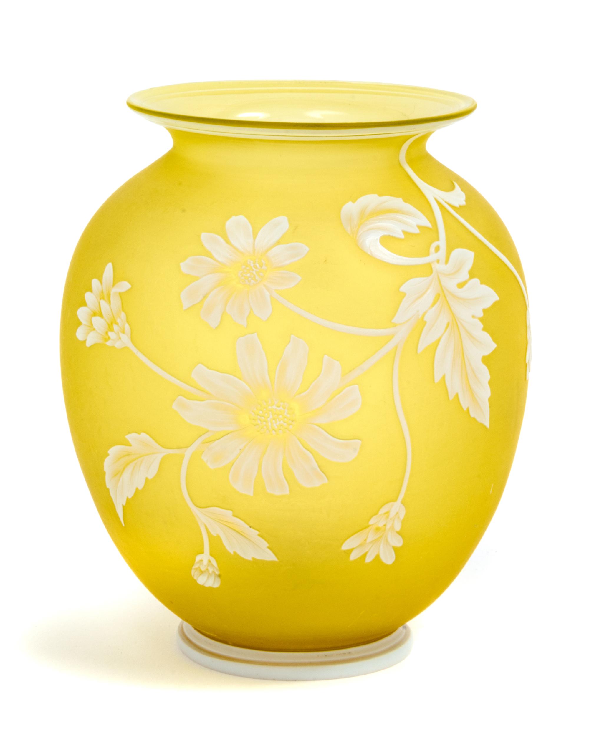Thomas Webb & Sons, LATE 19TH CENTURY, a cameo glass vase, of ovoid form with foliate and butterfly decoration