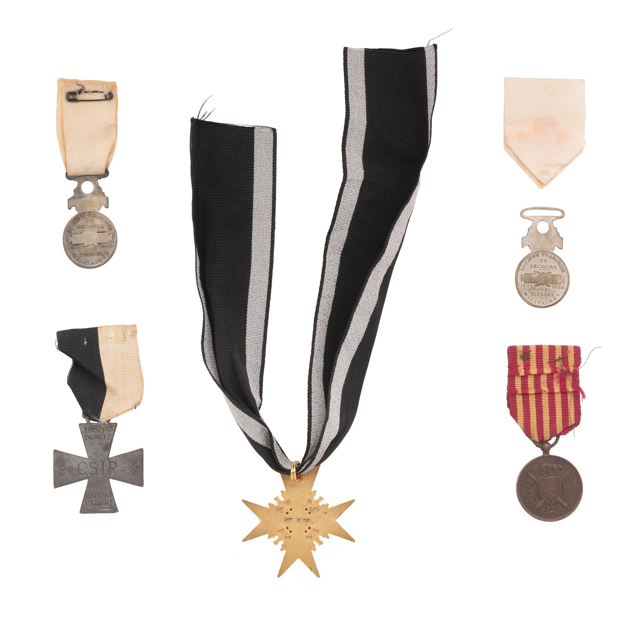 [World War I] 5 European service medals, incl. German Imperial "Pour Le Merite" medal.
