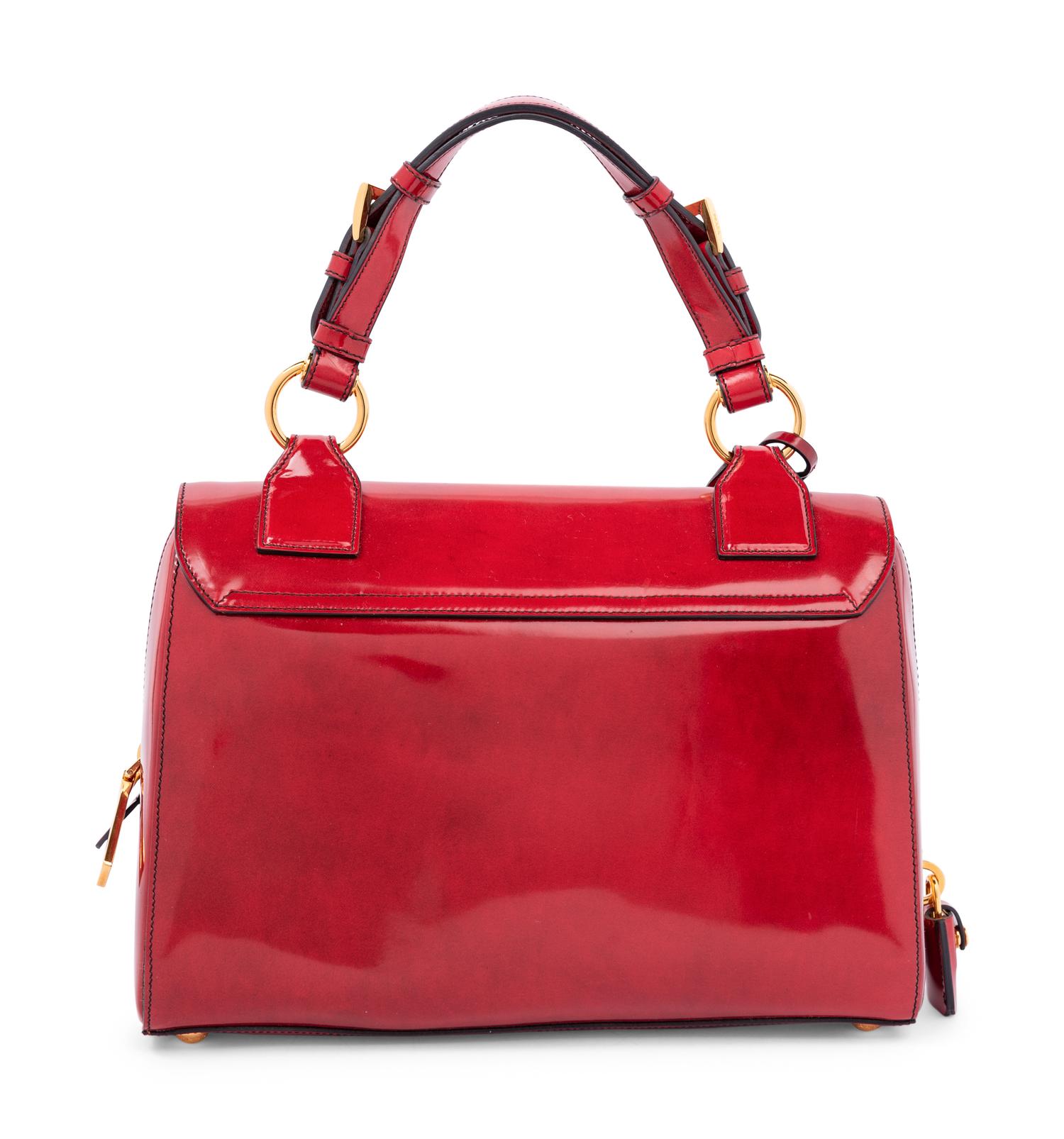 Prada Red Patent Leather Flap Bag, 2000s