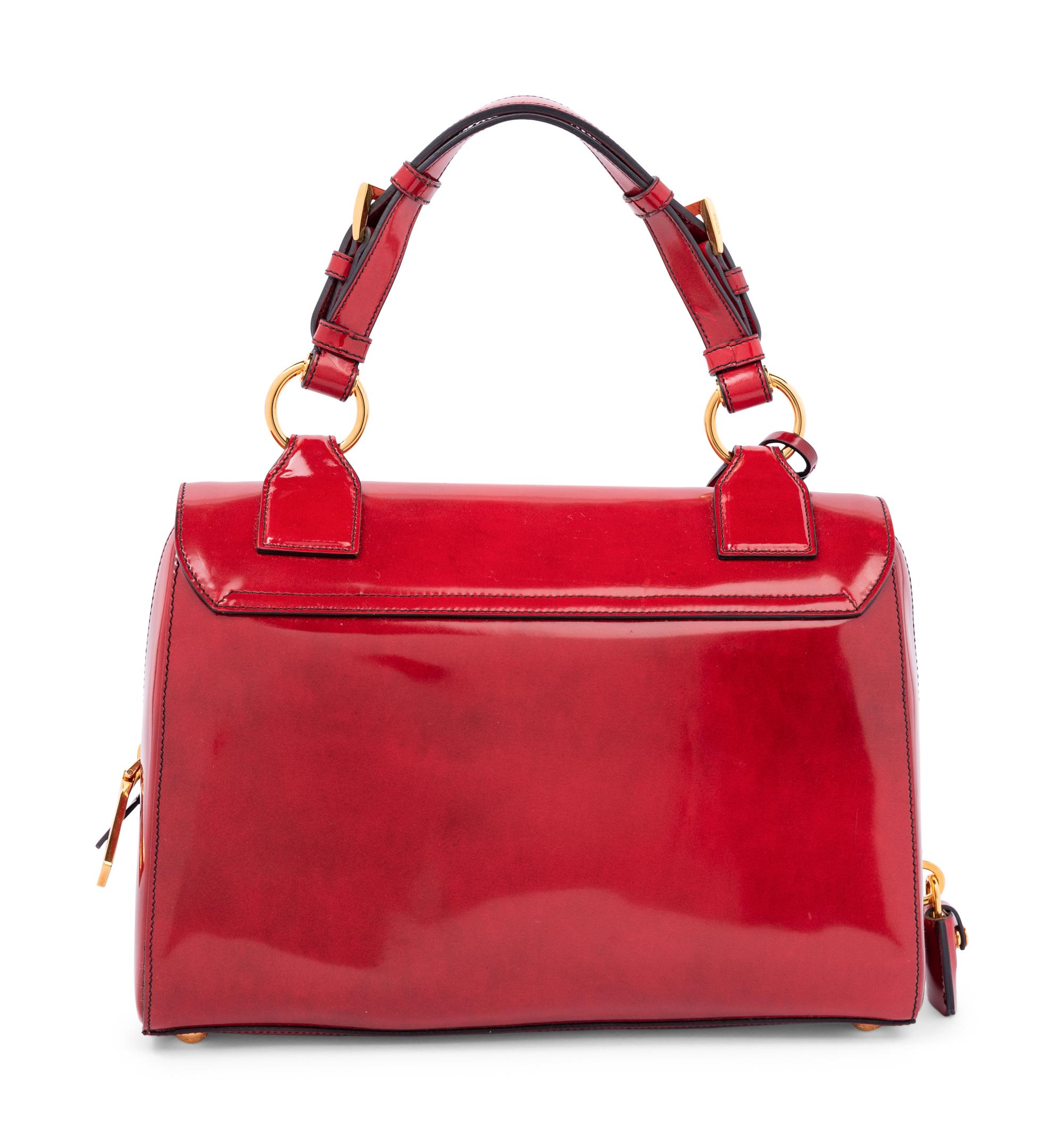 Prada Red Patent Leather Flap Bag, 2000s