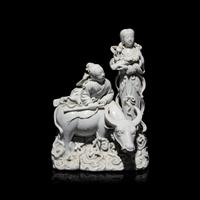 A Chinese Blanc de Chine Figural Group of the Weaver Girl and Herd Boy