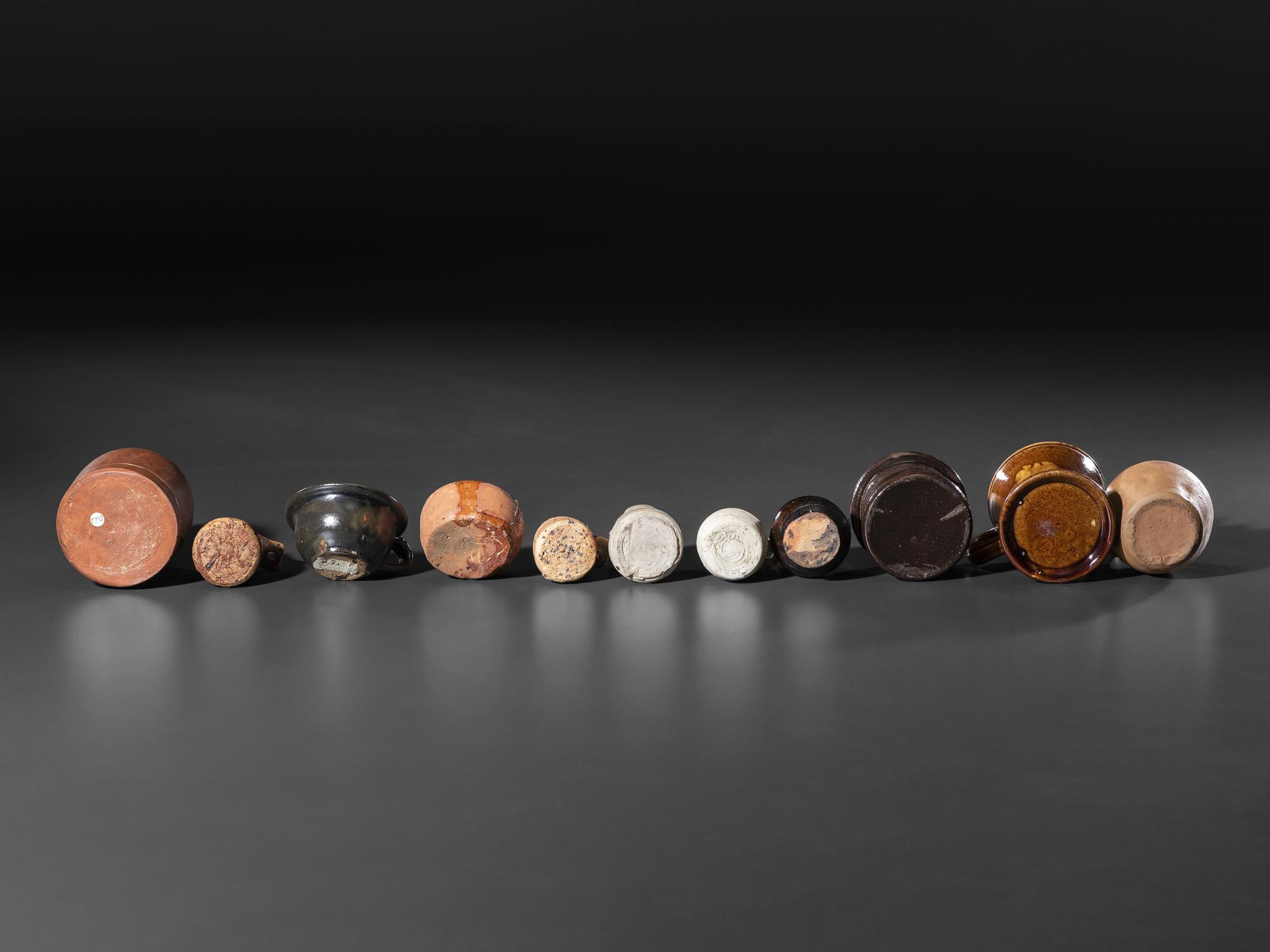 Sixteen Miniature Stoneware and Redware Vessels