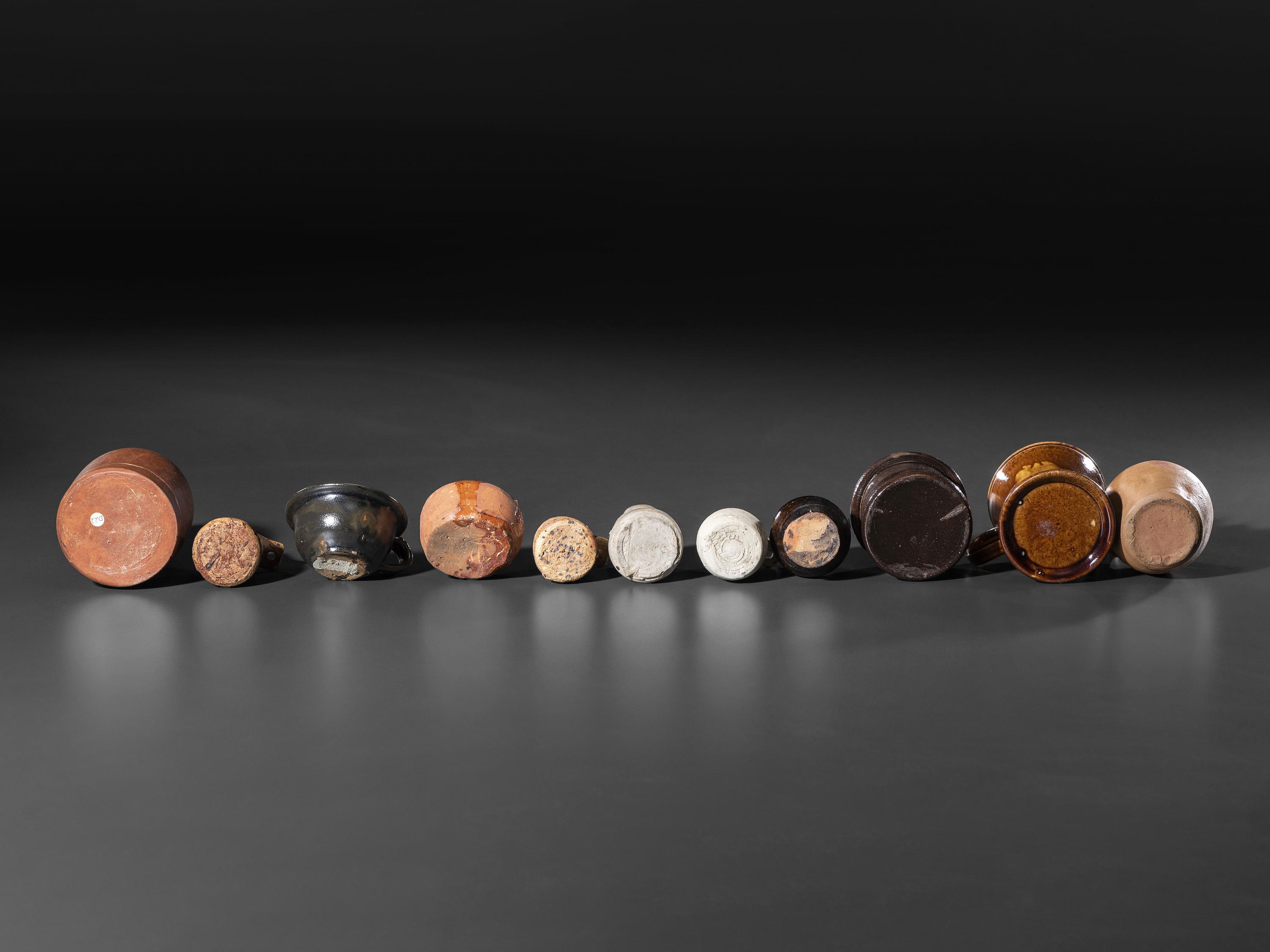 Sixteen Miniature Stoneware and Redware Vessels