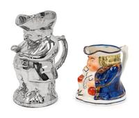 A Staffordshire Squat Toby Jug and a Silver Luster "Snuff Taker" Toby Jug