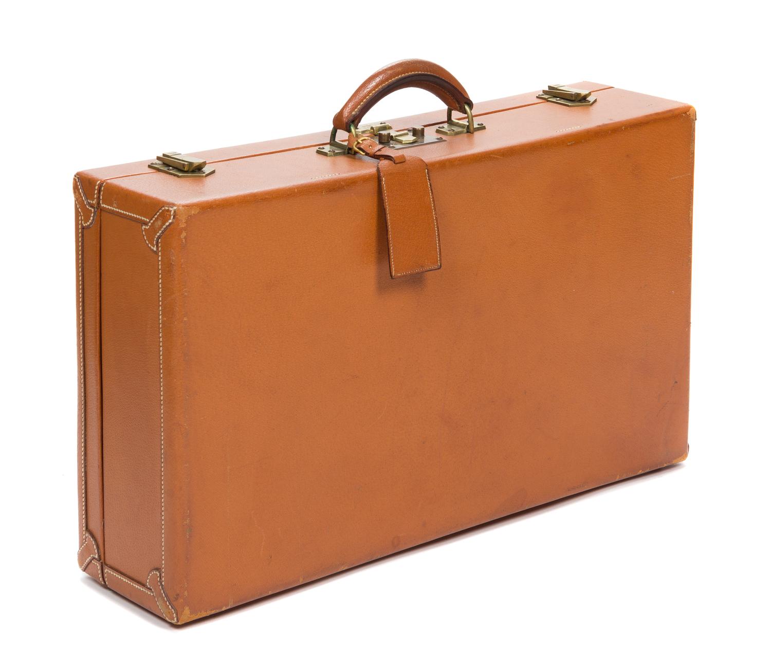 An Hermes Brown Leather Hardsided Suitcase, 22" x 12" 5.5".