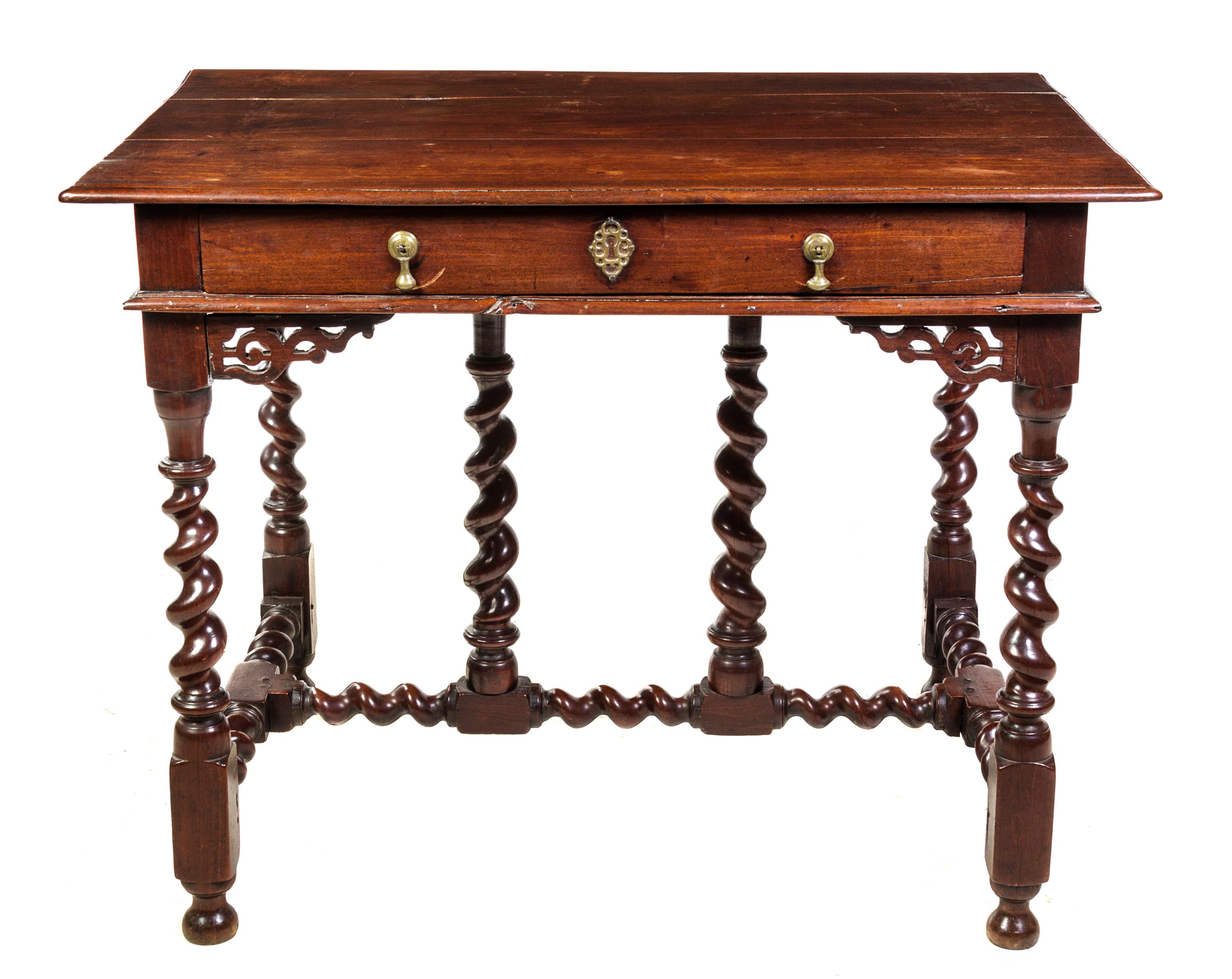 A William and Mary Style Mahogany Work Table Height 32 x width 41 x depth 28 1/2 inches. — 19TH CENTURY