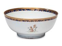 A Chinese Export Porcelain Bowl and Pair of Plates