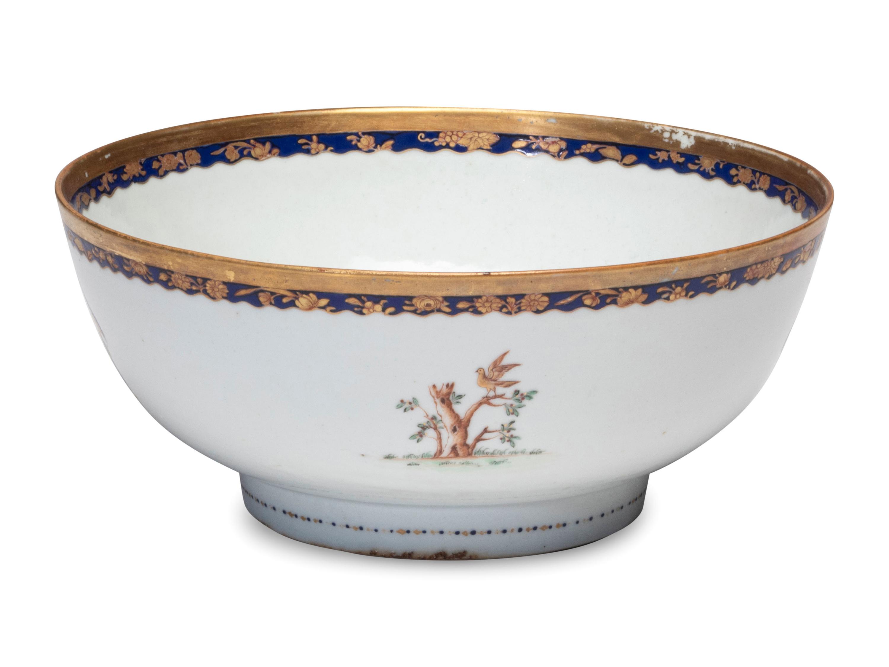 A Chinese Export Porcelain Bowl and Pair of Plates