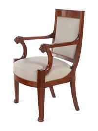 A Consulat Mahogany Lion-Head Fauteuil by Jacob Frères