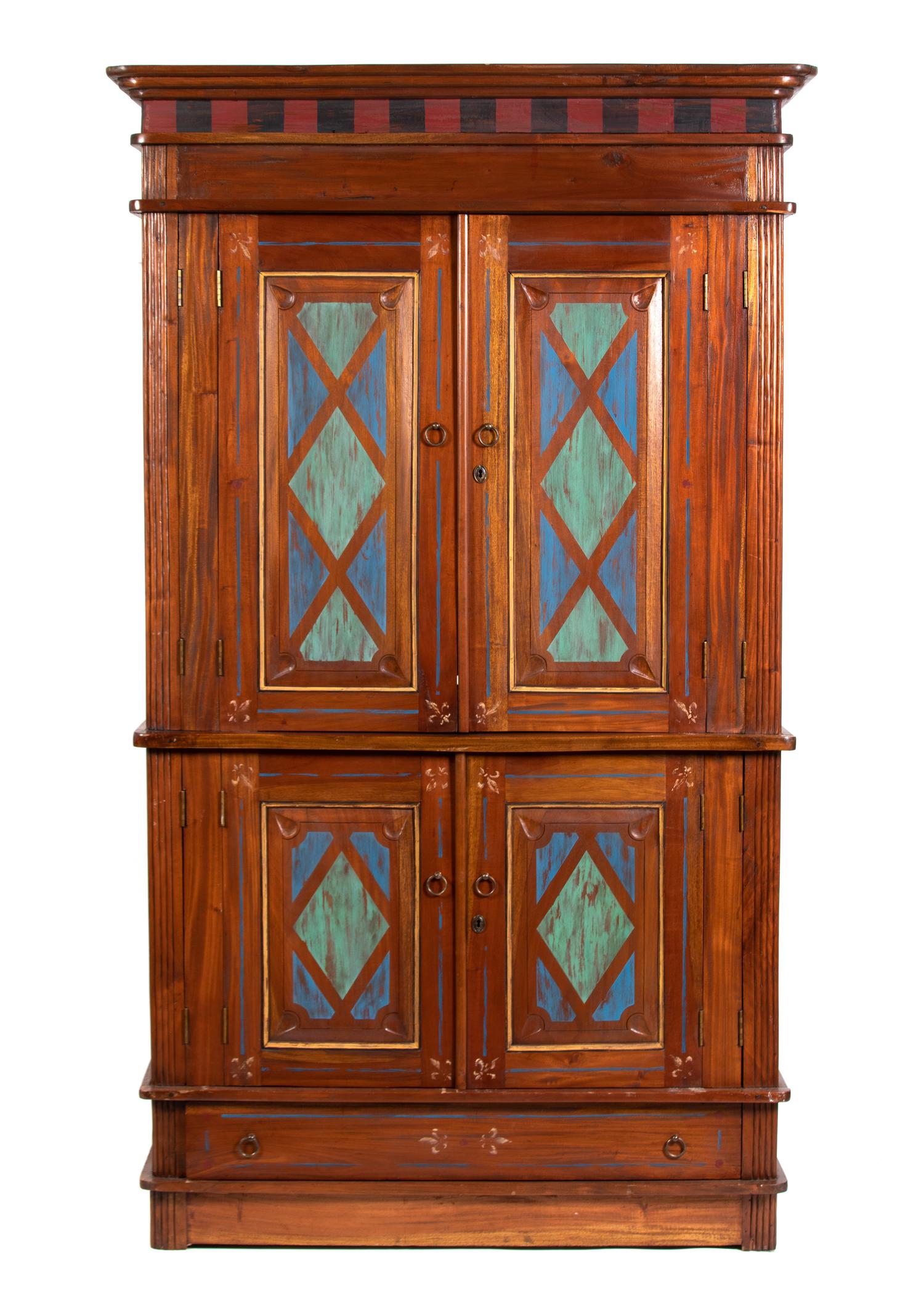 A Mizner Style Painted Two Door Dresser Height 84 1/2 x width 47 x depth 27 inches. — 20TH CENTURY
